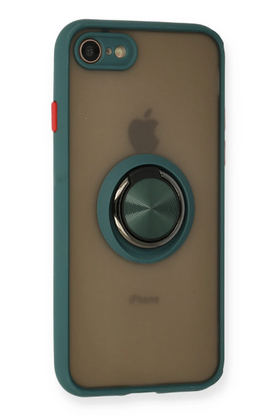 Newface iPhone 7 Kılıf Montreal Yüzüklü Silikon Kapak - Yeşil resmi