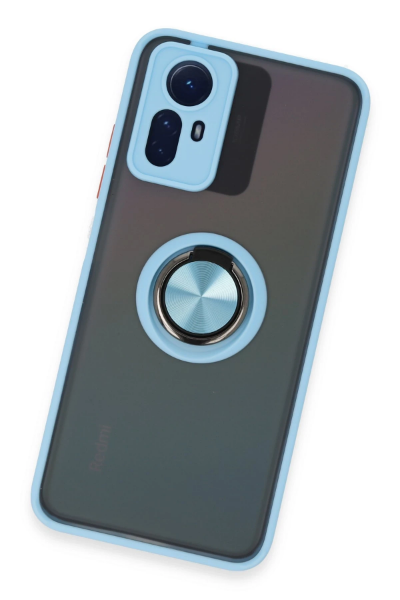 Newface Xiaomi Redmi Note 12S Kılıf Montreal Yüzüklü Silikon Kapak - Buz Mavi resmi