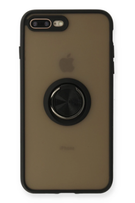 Newface iPhone 7 Plus Kılıf Montreal Yüzüklü Silikon Kapak - Siyah resmi