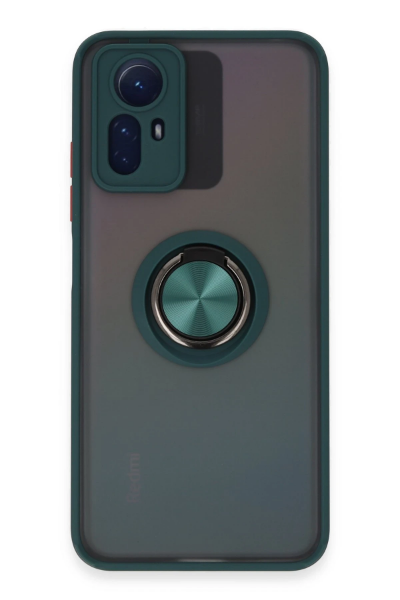 Newface Xiaomi Redmi Note 12S Kılıf Montreal Yüzüklü Silikon Kapak - Yeşil resmi