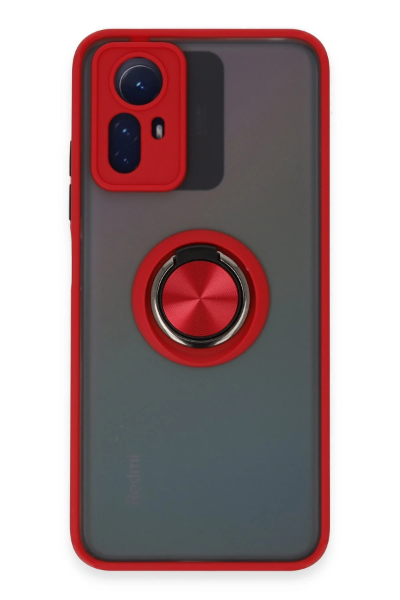 Newface Xiaomi Redmi Note 12S Kılıf Montreal Yüzüklü Silikon Kapak - Kırmızı resmi