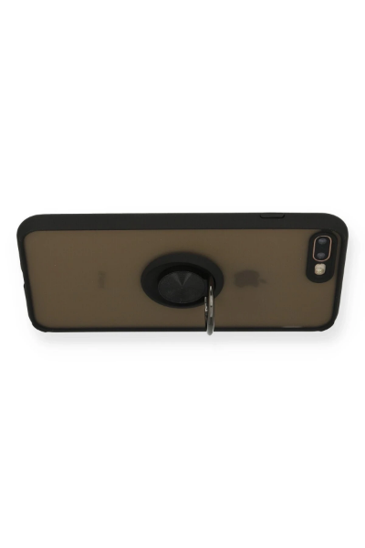 Newface iPhone 7 Plus Kılıf Montreal Yüzüklü Silikon Kapak - Siyah resmi