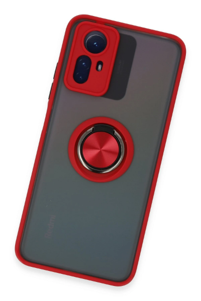 Newface Xiaomi Redmi Note 12S Kılıf Montreal Yüzüklü Silikon Kapak - Kırmızı resmi