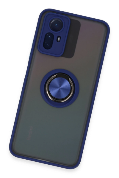 Newface Xiaomi Redmi Note 12S Kılıf Montreal Yüzüklü Silikon Kapak - Lacivert resmi