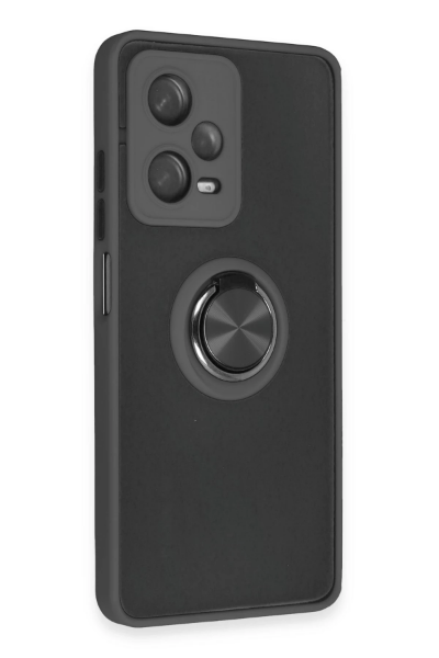 Newface Xiaomi Redmi Note 12 5G Kılıf Montreal Yüzüklü Silikon Kapak - Siyah resmi