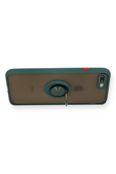 Newface iPhone 7 Plus Kılıf Montreal Yüzüklü Silikon Kapak - Yeşil resmi