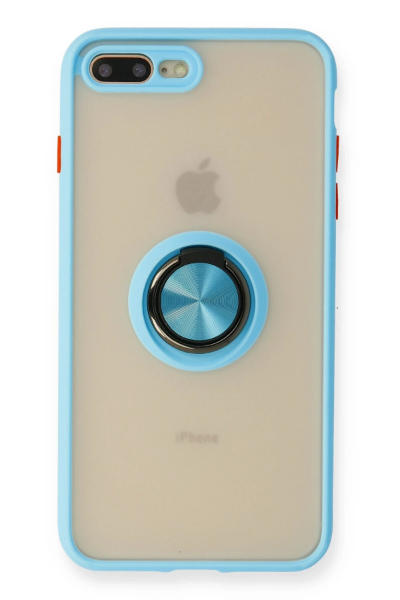 Newface iPhone 7 Plus Kılıf Montreal Yüzüklü Silikon Kapak - Buz Mavi resmi