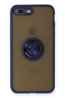 Newface iPhone 7 Plus Kılıf Montreal Yüzüklü Silikon Kapak - Lacivert resmi