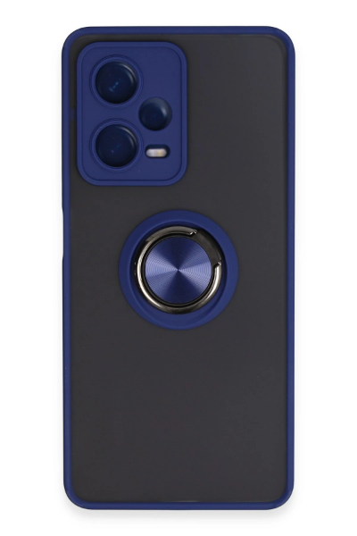 Newface Xiaomi Redmi Note 12 5G Kılıf Montreal Yüzüklü Silikon Kapak - Lacivert resmi
