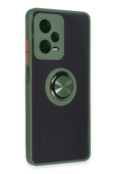 Newface Xiaomi Redmi Note 12 Pro 5G Kılıf Montreal Yüzüklü Silikon Kapak - Yeşil resmi