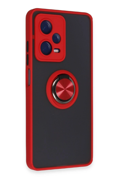 Newface Xiaomi Redmi Note 12 Pro 5G Kılıf Montreal Yüzüklü Silikon Kapak - Kırmızı resmi