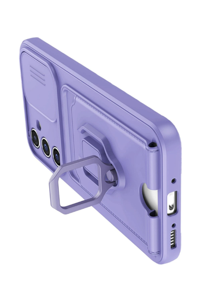 Newface Samsung Galaxy A15 4G Kılıf Zuma Kartvizitli Yüzüklü Silikon - Lila resmi