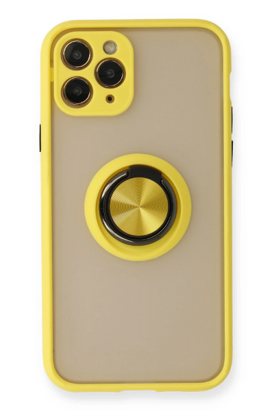 Newface iPhone 11 Pro Kılıf Montreal Yüzüklü Silikon Kapak - Sarı resmi