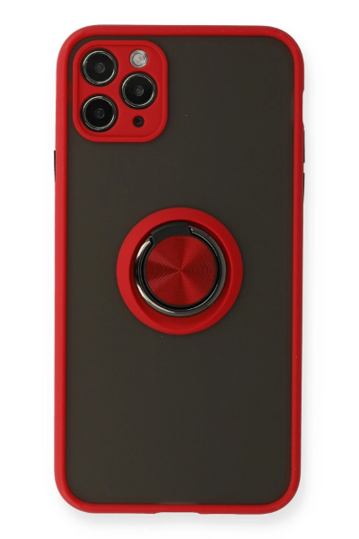 Newface iPhone 11 Pro Kılıf Montreal Yüzüklü Silikon Kapak - Kırmızı resmi