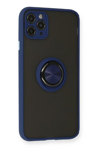Newface iPhone 11 Pro Kılıf Montreal Yüzüklü Silikon Kapak - Lacivert resmi