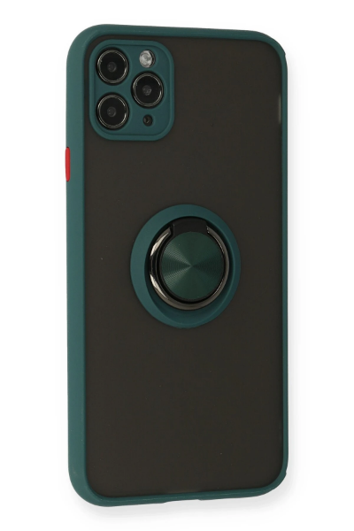Newface iPhone 11 Pro Kılıf Montreal Yüzüklü Silikon Kapak - Yeşil resmi