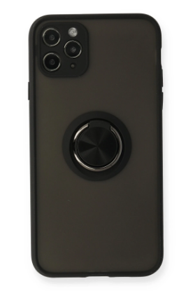 Newface iPhone 11 Pro Max Kılıf Montreal Yüzüklü Silikon Kapak - Siyah resmi