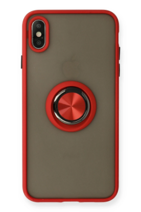 Newface iPhone X Kılıf Montreal Yüzüklü Silikon Kapak - Kırmızı resmi