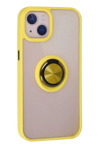 Newface iPhone 15 Kılıf Montreal Yüzüklü Silikon Kapak - Sarı resmi