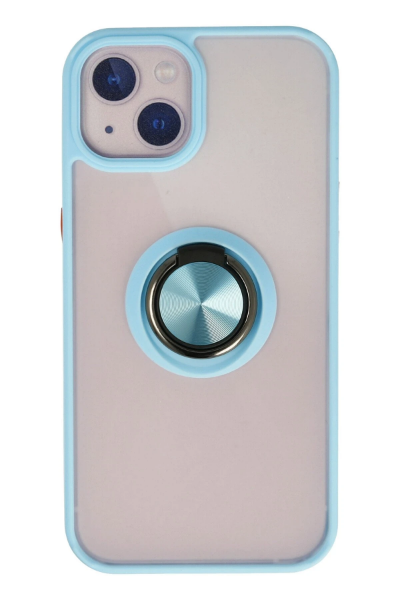 Newface iPhone 15 Kılıf Montreal Yüzüklü Silikon Kapak - Buz Mavi resmi