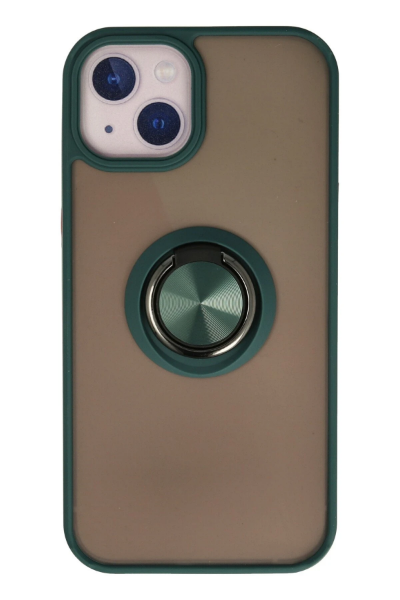 Newface iPhone 15 Kılıf Montreal Yüzüklü Silikon Kapak - Yeşil resmi