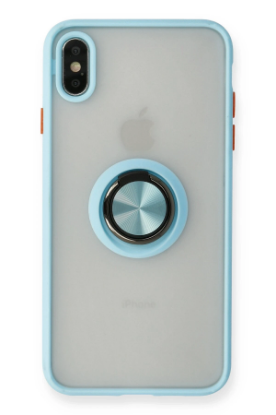 Newface iPhone XS Max Kılıf Montreal Yüzüklü Silikon Kapak - Buz Mavi resmi