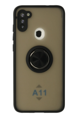 Newface Samsung Galaxy A11 Kılıf Montreal Yüzüklü Silikon Kapak - Siyah resmi