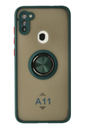 Newface Samsung Galaxy A11 Kılıf Montreal Yüzüklü Silikon Kapak - Yeşil resmi