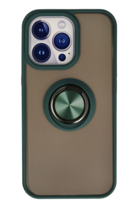 Newface iPhone 15 Pro Kılıf Montreal Yüzüklü Silikon Kapak - Yeşil resmi