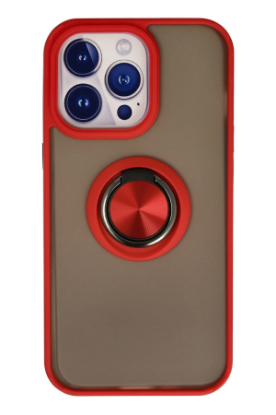 Newface iPhone 15 Pro Kılıf Montreal Yüzüklü Silikon Kapak - Kırmızı resmi
