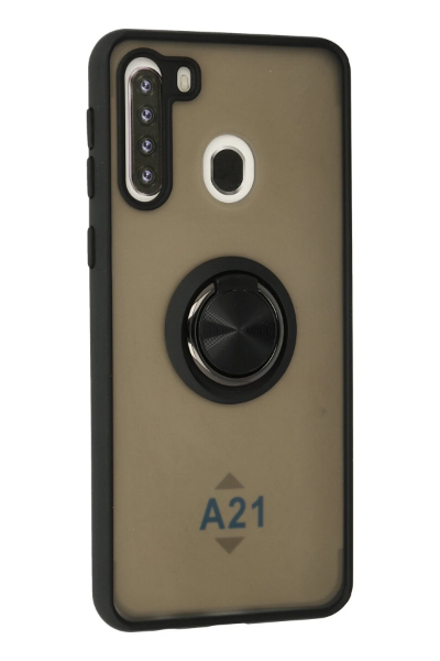 Newface Samsung Galaxy A21 Kılıf Montreal Yüzüklü Silikon Kapak - Siyah resmi