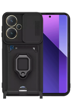 Newface Xiaomi Redmi Note 13 Pro Plus Kılıf Zuma Kartvizitli Yüzüklü Silikon - Siyah resmi