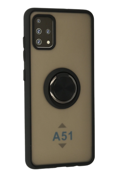 Newface Samsung Galaxy A51 Kılıf Montreal Yüzüklü Silikon Kapak - Siyah resmi