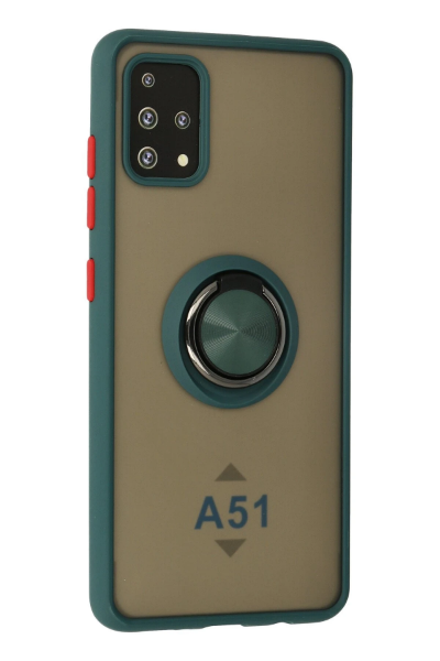 Newface Samsung Galaxy A51 Kılıf Montreal Yüzüklü Silikon Kapak - Yeşil resmi