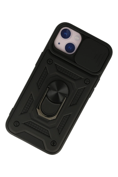 Newface iPhone 15 Kılıf Pars Lens Yüzüklü Silikon - Siyah resmi