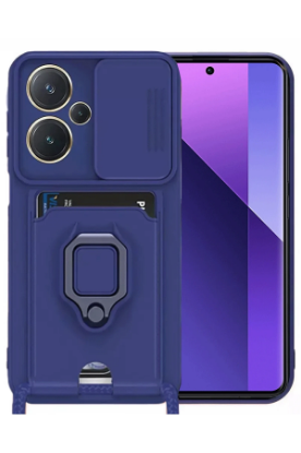 Newface Xiaomi Redmi Note 13 Pro Plus Kılıf Zuma Kartvizitli Yüzüklü Silikon - Lacivert resmi