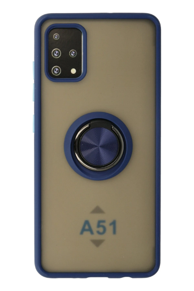 Newface Samsung Galaxy A51 Kılıf Montreal Yüzüklü Silikon Kapak - Lacivert resmi