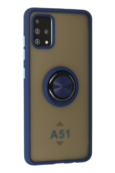 Newface Samsung Galaxy A51 Kılıf Montreal Yüzüklü Silikon Kapak - Lacivert resmi