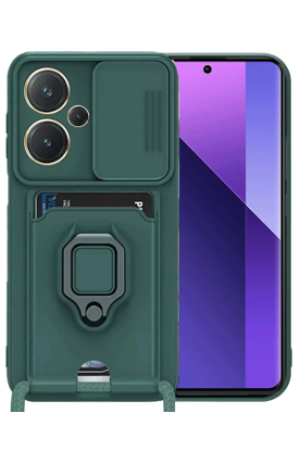 Newface Xiaomi Redmi Note 13 Pro Plus Kılıf Zuma Kartvizitli Yüzüklü Silikon - Yeşil resmi