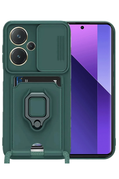 Newface Xiaomi Redmi Note 13 Pro Plus Kılıf Zuma Kartvizitli Yüzüklü Silikon - Yeşil resmi