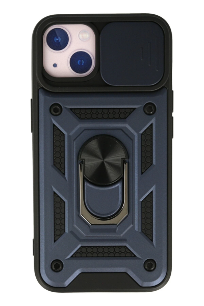 Newface iPhone 15 Kılıf Pars Lens Yüzüklü Silikon - Lacivert resmi