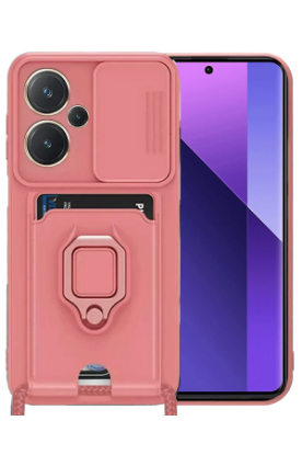 Newface Xiaomi Redmi Note 13 Pro Plus Kılıf Zuma Kartvizitli Yüzüklü Silikon - Pembe resmi