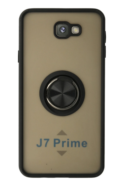 Newface Samsung Galaxy J7 Prime Kılıf Montreal Yüzüklü Silikon Kapak - Siyah resmi
