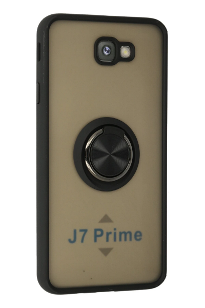 Newface Samsung Galaxy J7 Prime Kılıf Montreal Yüzüklü Silikon Kapak - Siyah resmi