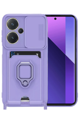 Newface Xiaomi Redmi Note 13 Pro Plus Kılıf Zuma Kartvizitli Yüzüklü Silikon - Lila resmi