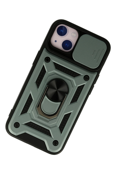 Newface iPhone 15 Kılıf Pars Lens Yüzüklü Silikon - Yeşil resmi