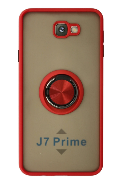 Newface Samsung Galaxy J7 Prime Kılıf Montreal Yüzüklü Silikon Kapak - Kırmızı resmi