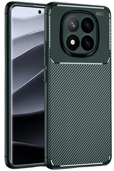 Newface Xiaomi Redmi Note 14 Pro Plus Kılıf Auto Focus Karbon Kapak - Koyu Yeşil resmi