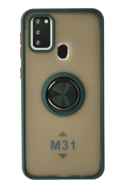 Newface Samsung Galaxy M31 Kılıf Montreal Yüzüklü Silikon Kapak - Yeşil resmi