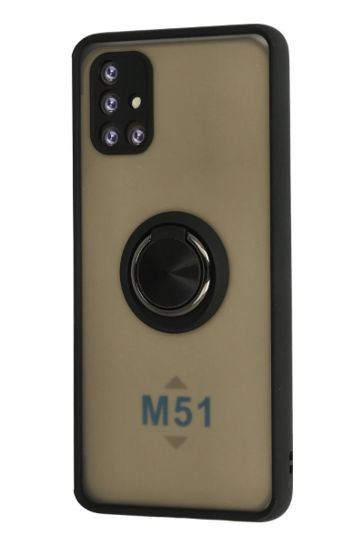 Newface Samsung Galaxy M51 Kılıf Montreal Yüzüklü Silikon Kapak - Siyah resmi